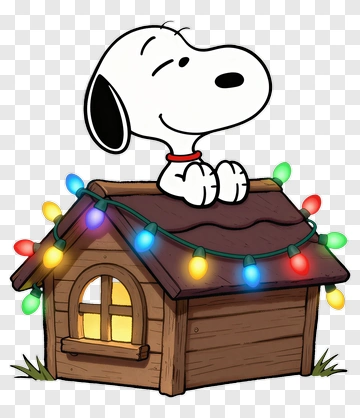 Snoopy On Festive Doghouse PNG