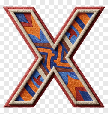 Textured Letter X With Geometric Pattern PNG