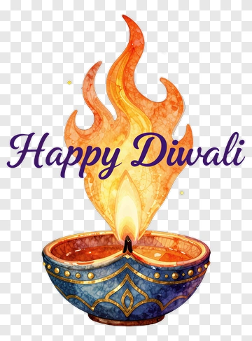 Happy Diwali Diya With Fire PNG