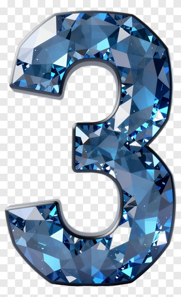 Number Three Made Of Blue Diamonds PNG