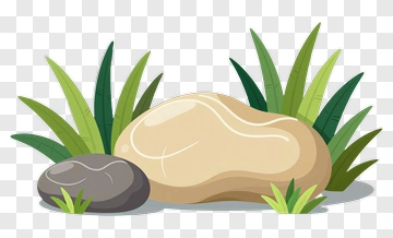 Cartoon Stone And Grass PNG