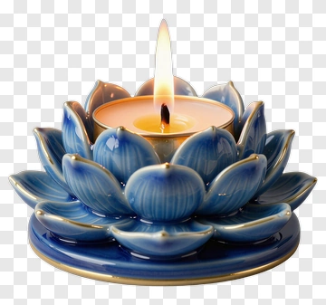 Blue Lotus Candle Holder PNG