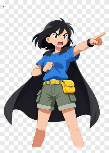 Anime Girl Pointing Forward PNG