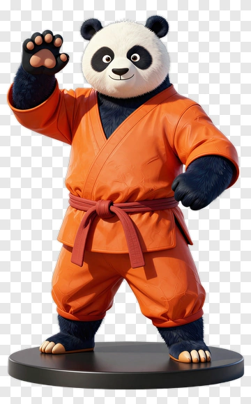 Panda In Orange Karate Gi PNG