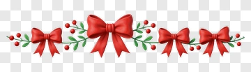 Christmas Bow With Holly Branch PNG