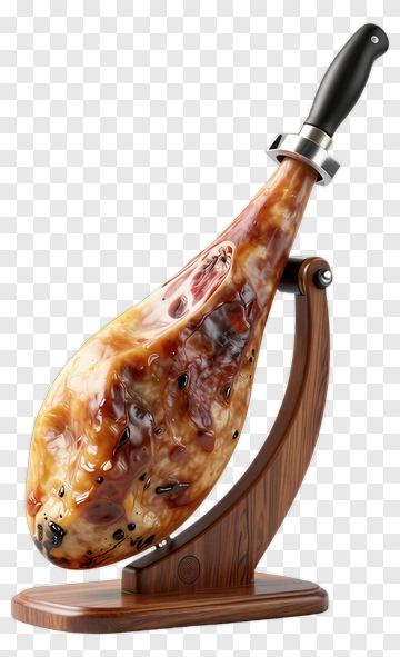 Cured Ham With Knife On Stand PNG