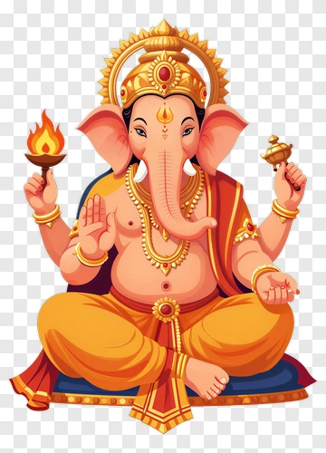 Ganesha With Torch And Lotus PNG
