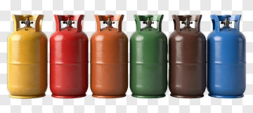 Row Of Colored Gas Cylinders PNG