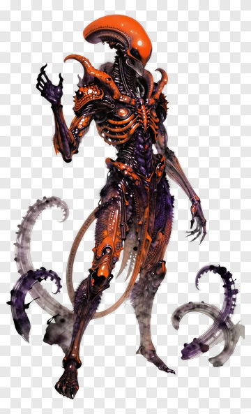 Orange And Purple Alien Creature PNG