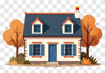 Cozy Cottage With Autumn Trees PNG