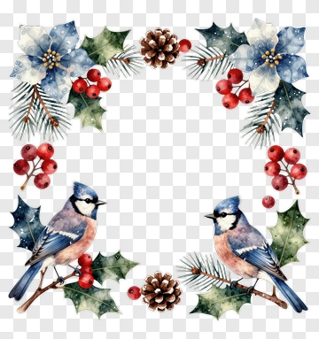 Blue Jays With Festive Winter Decor PNG