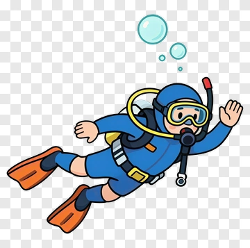 Scuba Diver Child Waving PNG