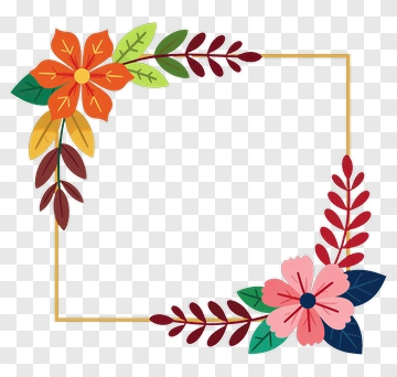 Floral Frame With Orange And Pink Flowers PNG