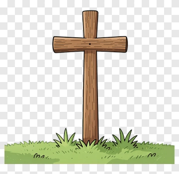 Wooden Cross On Grass PNG