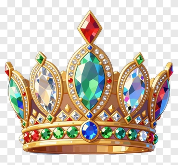 Golden Crown With Rainbow Gemstones PNG