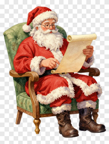 Santa Claus Reading A Scroll PNG
