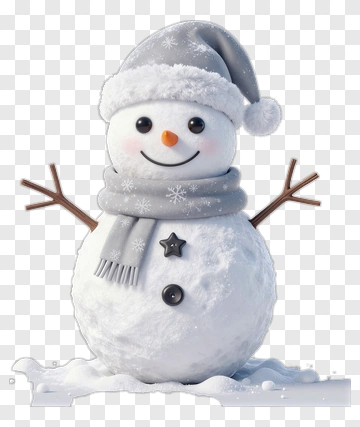 Snowman With Hat And Scarf PNG