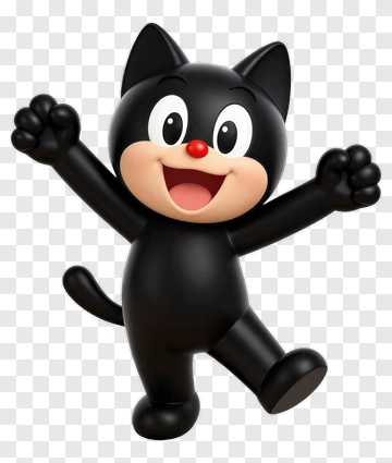 Black Cat Cartoon Character PNG