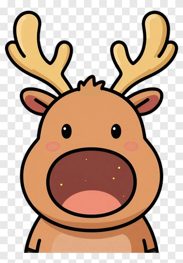 Cartoon Reindeer With Antlers PNG