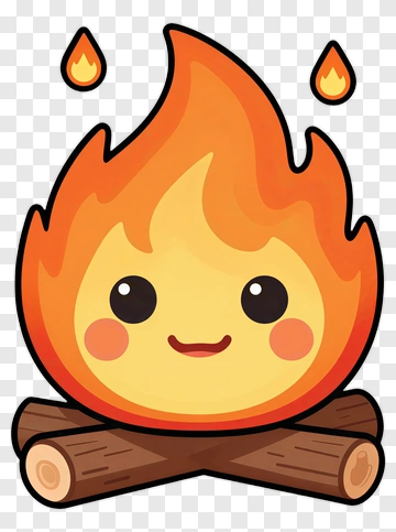 Cute Fire Character With Smiling Face PNG