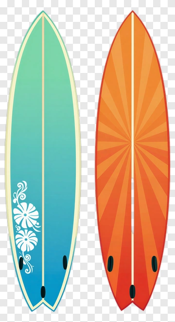 Two Colorful Surfboards With Floral And Radial Designs PNG