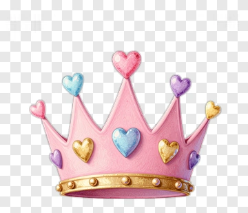 Pink Crown With Heart Decorations PNG