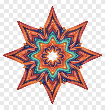 Vibrant Geometric Star Mandala PNG