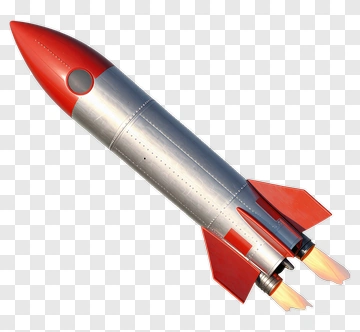 Red And Silver Rocket In Flight PNG