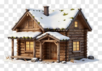 Cozy Log Cabin In Winter PNG