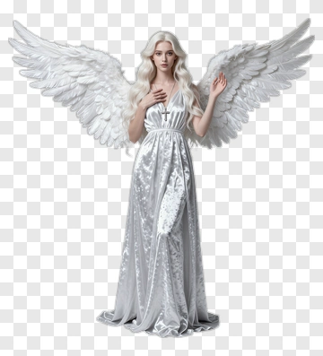 White Angel With Large Wings PNG