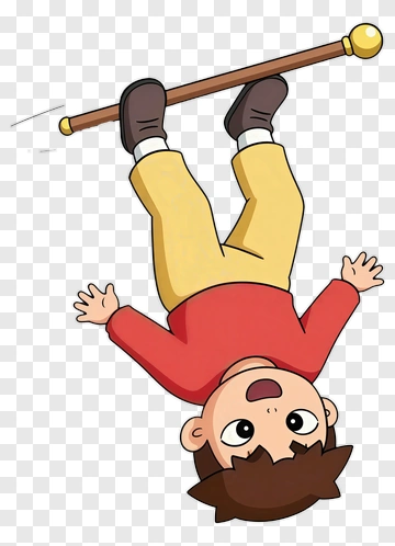 Child Hanging Upside Down On Stick PNG
