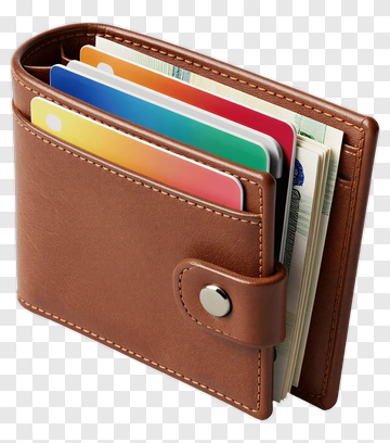 Brown Leather Wallet With Credit Cards And Cash PNG