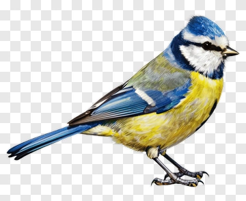 Blue Tit Bird Illustration PNG