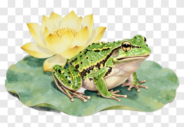 Frog On Lotus Leaf With Flower PNG