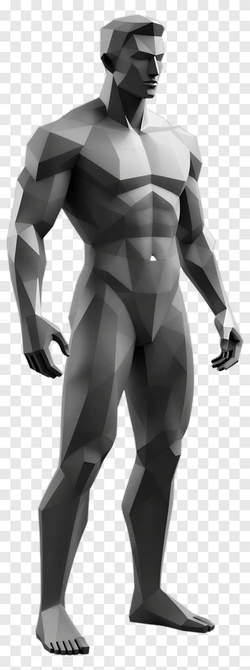 Gray Polygonal Man Figure PNG