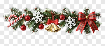 Christmas Garland With Ornaments And Candy Cane PNG