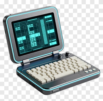 Futuristic Retro Laptop PNG