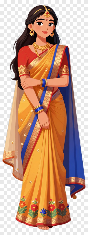 Elegant Woman In Traditional Indian Sari PNG