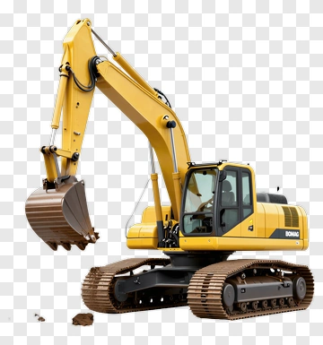 Yellow Excavator Digging Dirt PNG