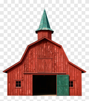 Red Barn With Green Door PNG