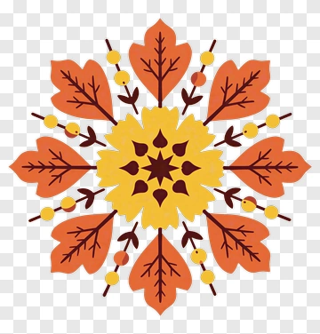 Symmetrical Leaf Pattern With Yellow Center PNG