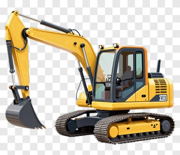 Yellow Excavator With Black Tracks PNG