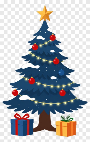Christmas Tree With Gifts And Decorations PNG