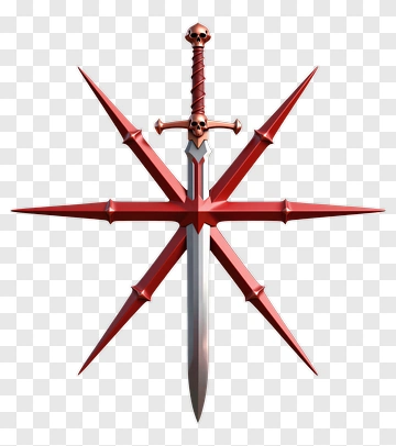 Red Spiked Sword With Skull Cross PNG