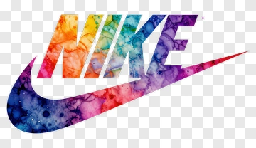 Nike Logo With Colorful Watercolor Design PNG