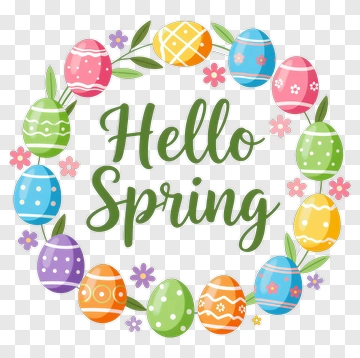 Hello Spring Easter Egg Wreath PNG