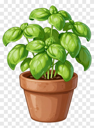 Potted Basil Plant PNG