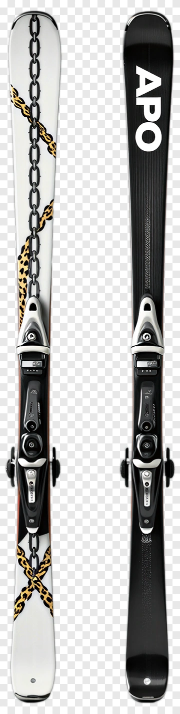 Two Skis With Branding And Bindings PNG