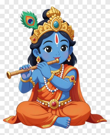 Blue Krishna Playing Flute PNG