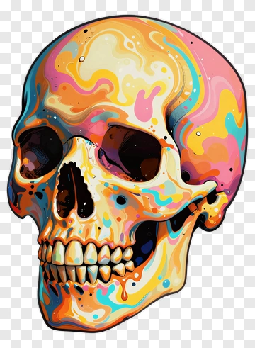 Colorful Skull Design PNG